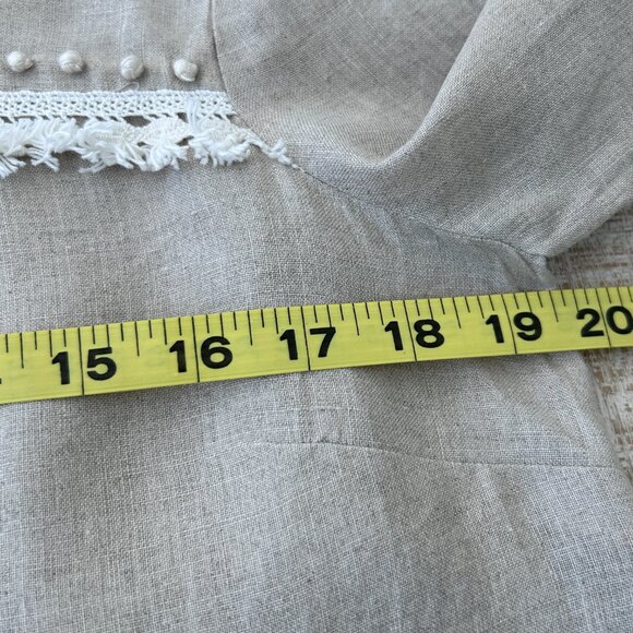 J. Crew 100% Linen Top/Shirt Embroidered French Knot Tan/Beige Womens Tunic 8 - Picture 8 of 10